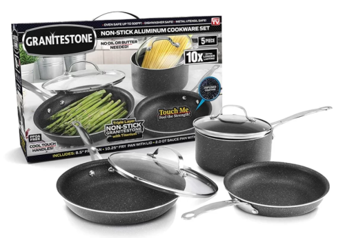 Granite Stone 5 Piece Aluminum Non Stick Cookware Set