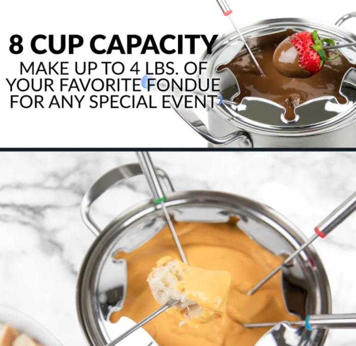Home Craft 8-Cup Stainless Steel Electric Chocolate Fondue Set - Image 2