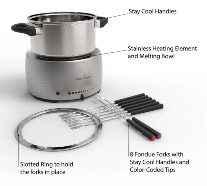 Classic Cuisine Stainless Steel Fondue Set - Image 5