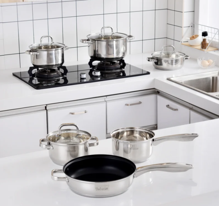 Velaze 10 Piece Stainless Steel Non Stick Cookware Set - Image 2